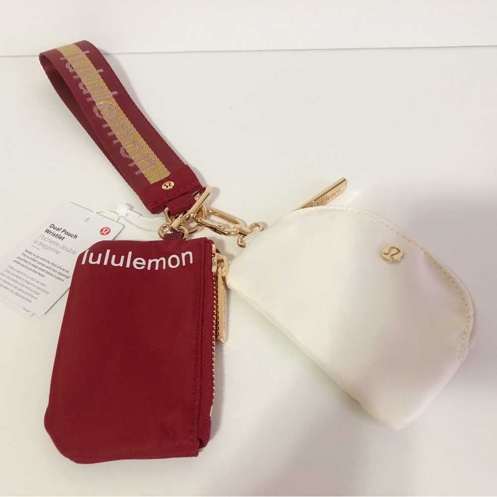- 🌸Lululemon Dual Pouch Wristlet Bag  Red White NWT